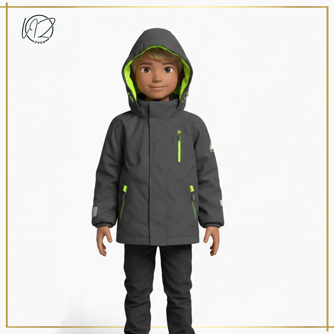 Grey & Neon Tech-Shell Winter Parka