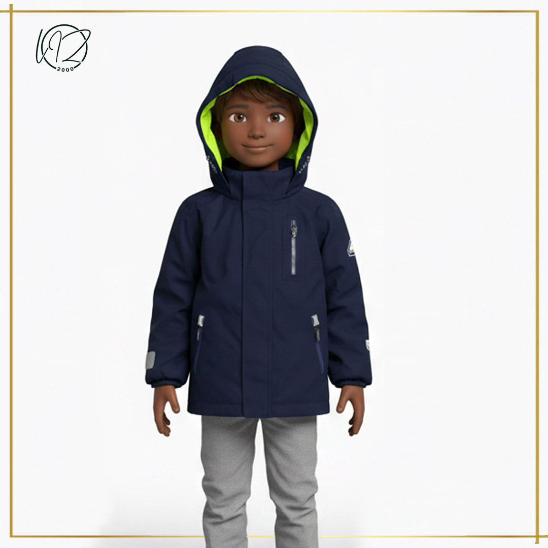 Navy & Neon Tech-Shell Winter Parka