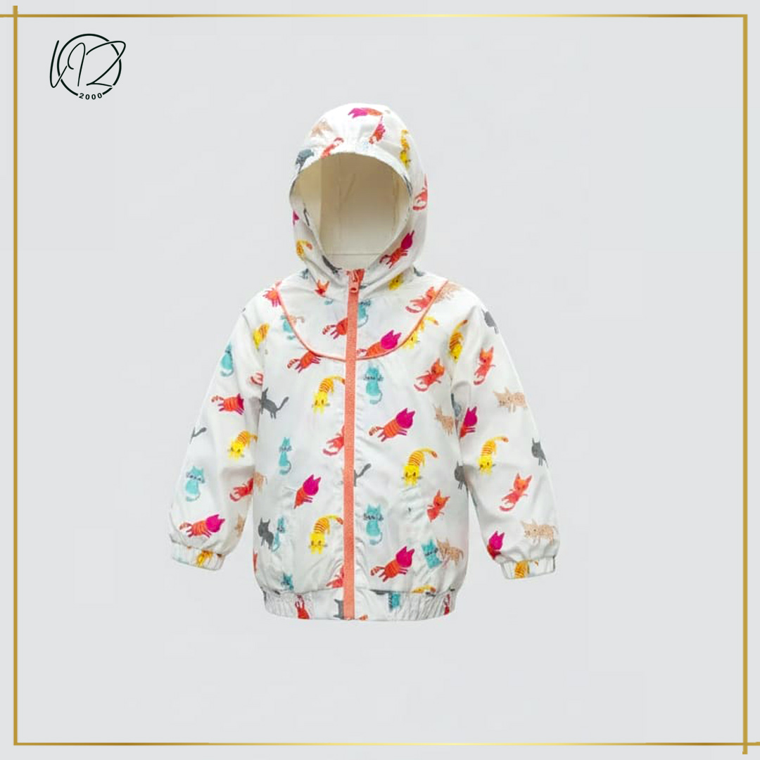 Colorful Cat Print Hooded Jacket